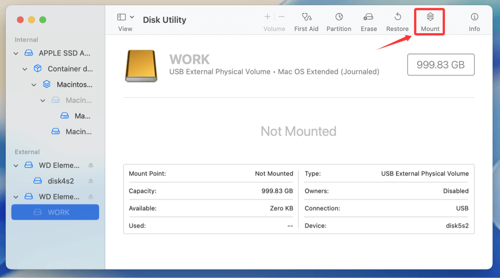 mount NTFS drive on macOS Tahoe 26