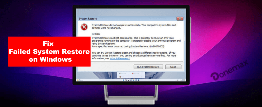 System Restore did not complete successfully