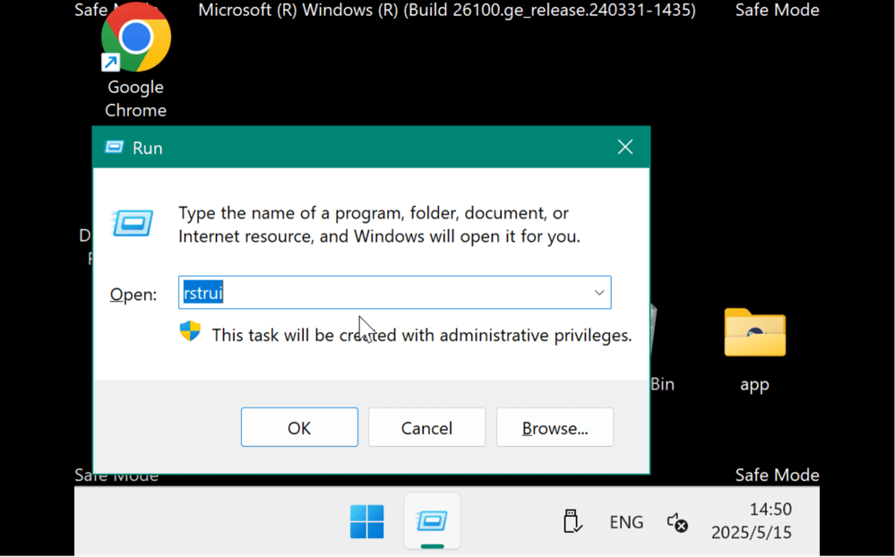 System Restore did not complete successfully