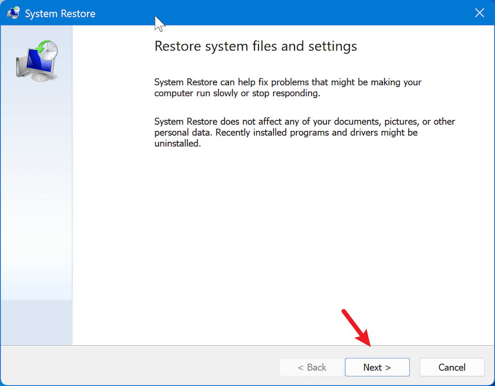System Restore did not complete successfully