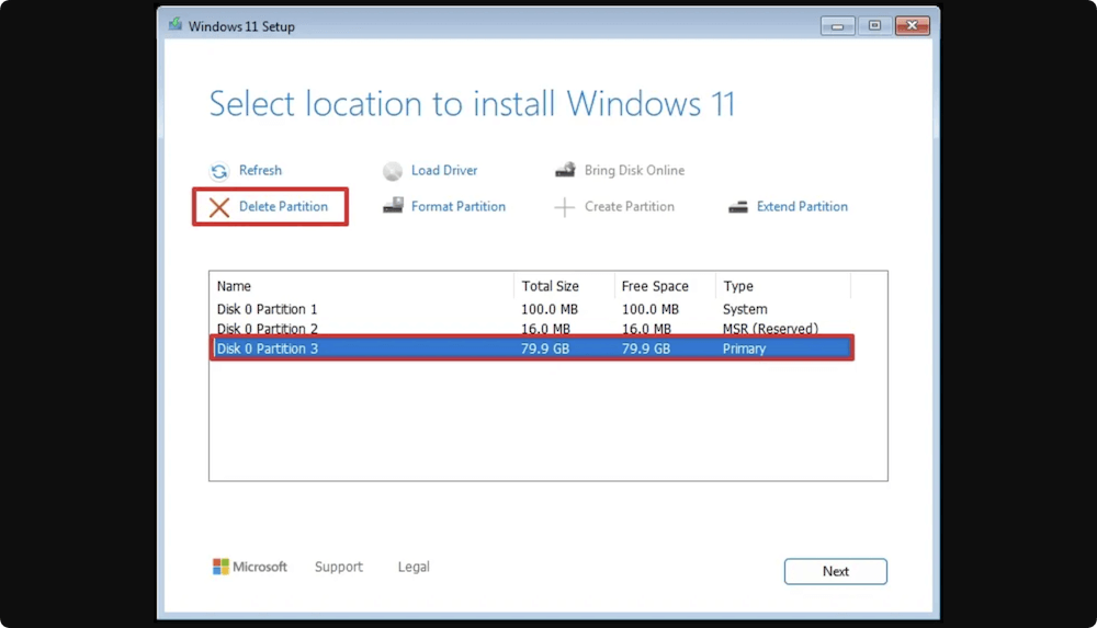 unable to reset your PC, a required drive partition is missing