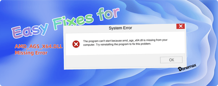 fix AMD-AGS-X64.dll missing error