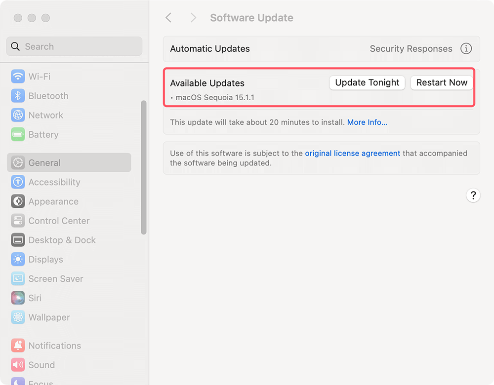 Check for macOS Updates