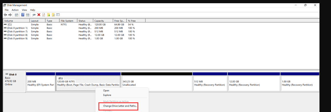Check If C Is Visible In Disk Management