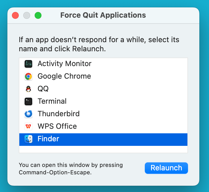 Restart Finder