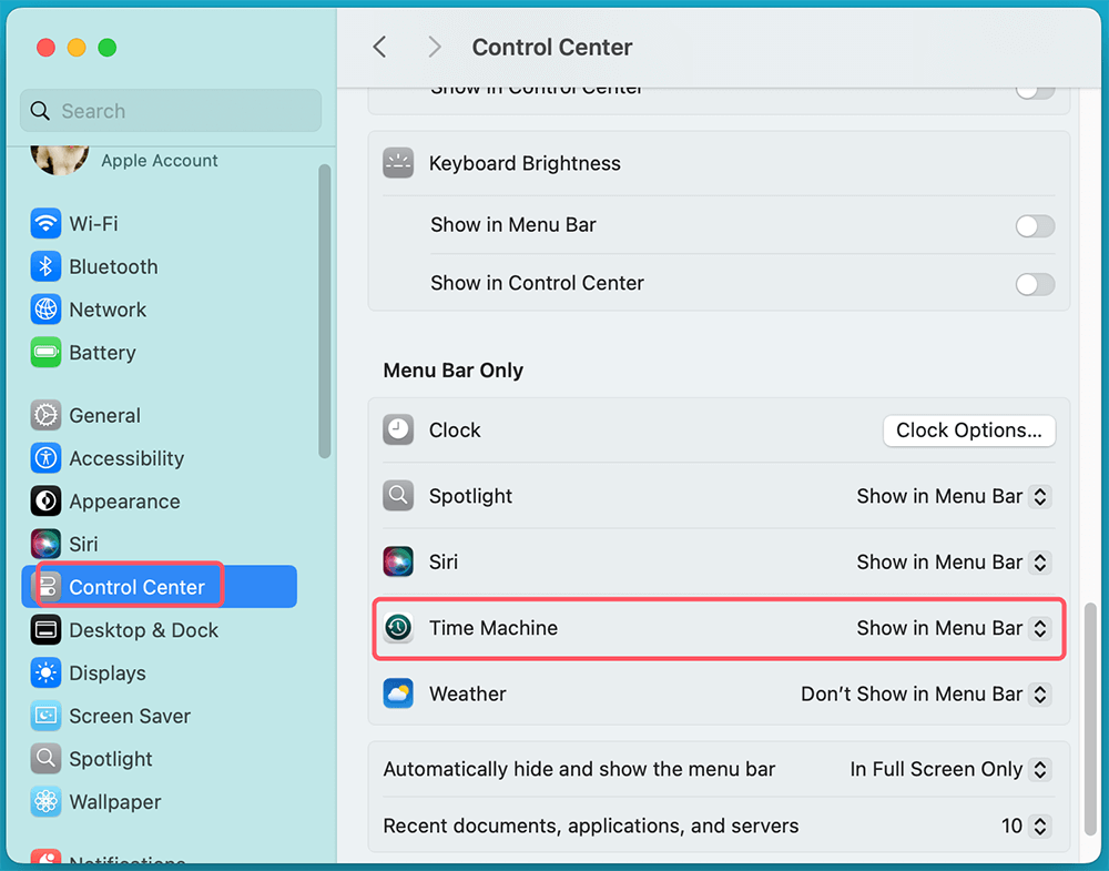 Add the Time Machine Icon Manually