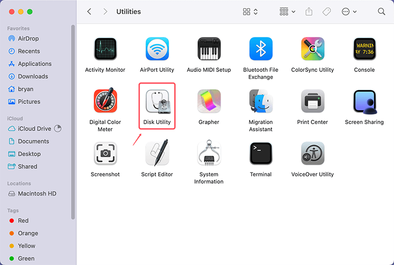 Open Disk Utility