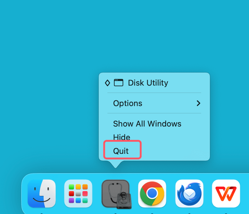 Close Other Tasks in Disk Utility