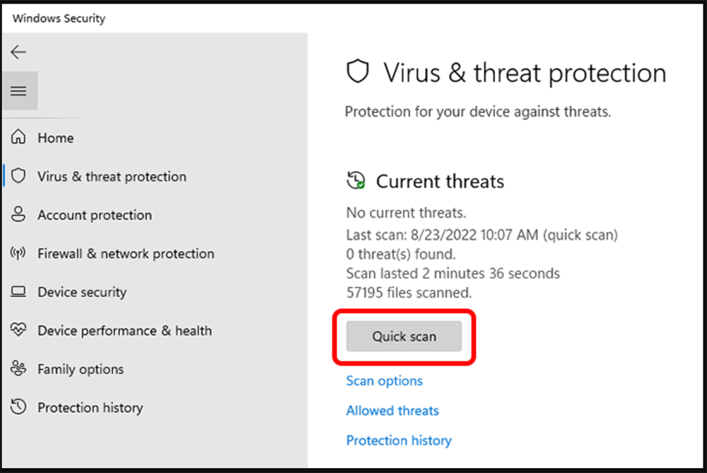 Scan for Malware or Viruses
