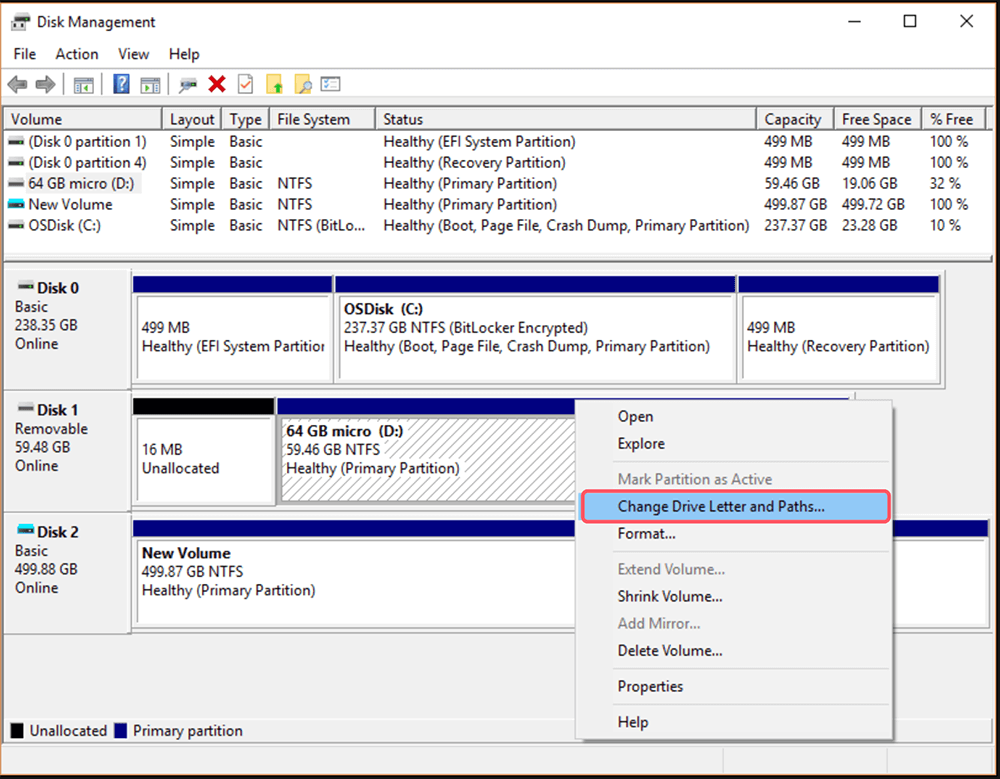 Assign a Drive Letter