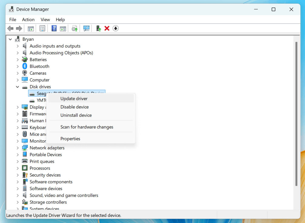 right-click on it and choose Update Driver