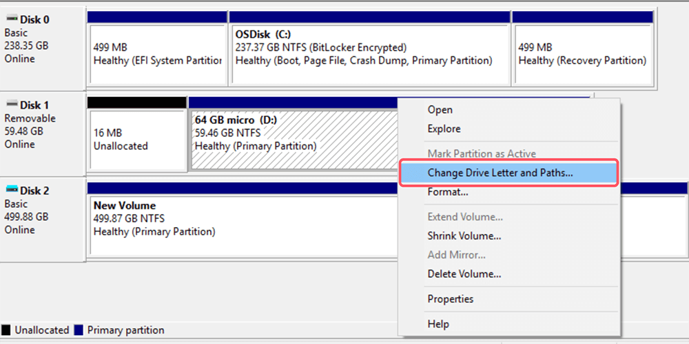 Assign or Change Drive Letter (Windows)