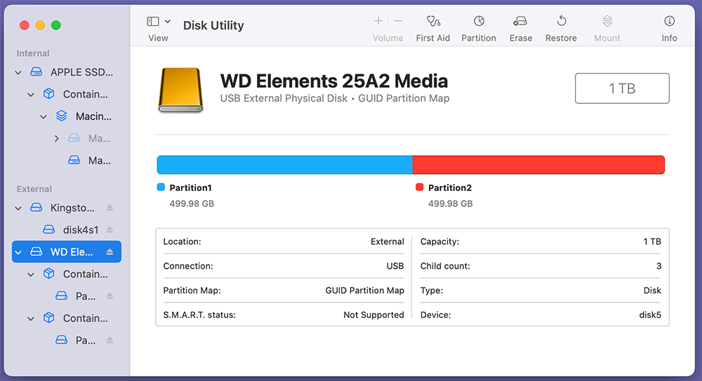 Inspect Using Disk Utility (macOS)