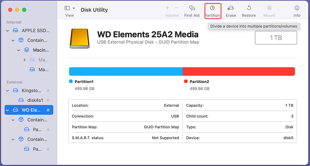 Create a New Partition (macOS)