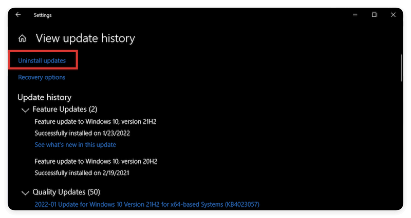 fix black screen after Windows update
