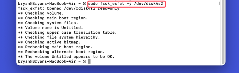 Repair via Terminal