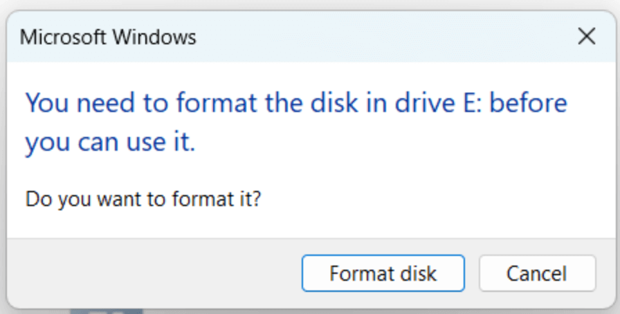fix Seagate external hard drive format error