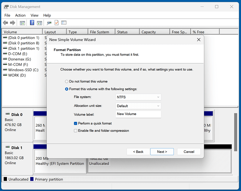 Create a New Partition (If Unallocated)