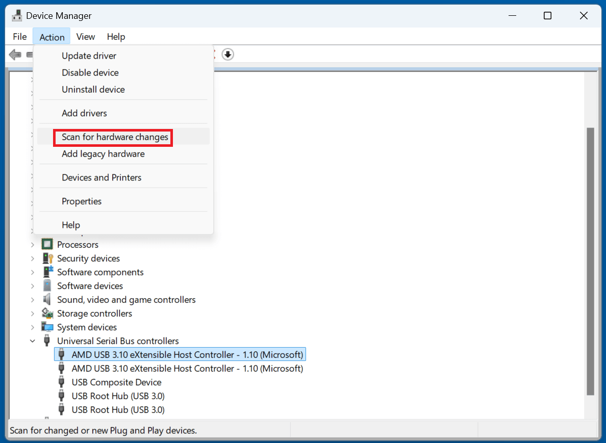 Scan for Hardware Changes