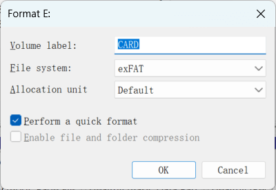 Click OK to proceed with the format