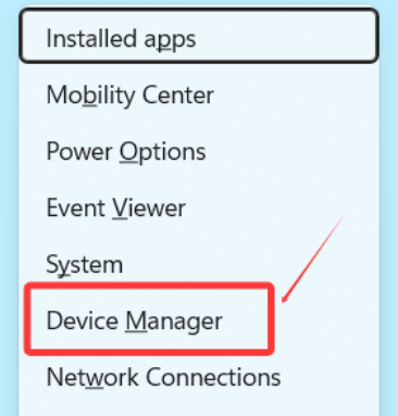 Choose Device Manager by pressing Win + X