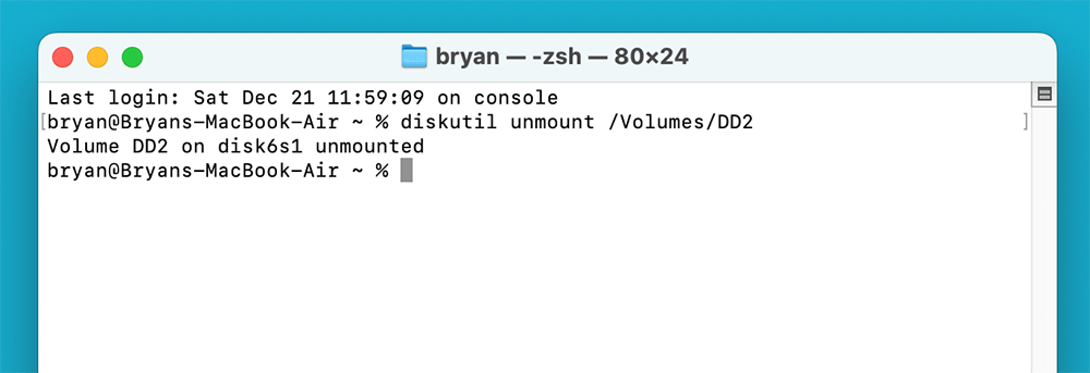 Unmount Using Terminal
