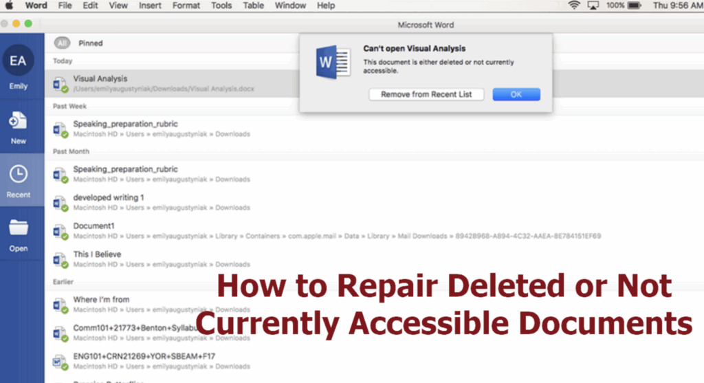 This Document is Either Deleted or Not Currently Accessible on Mac