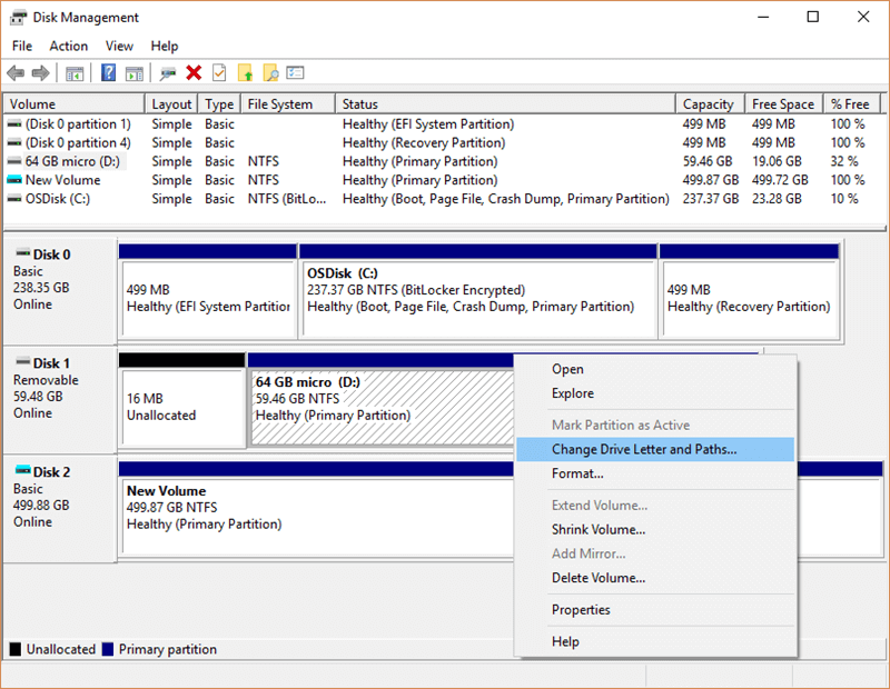 Select Change Drive Letter and Paths