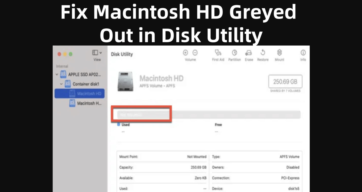 Fix Macintosh HD Greyed Out in Disk Utility