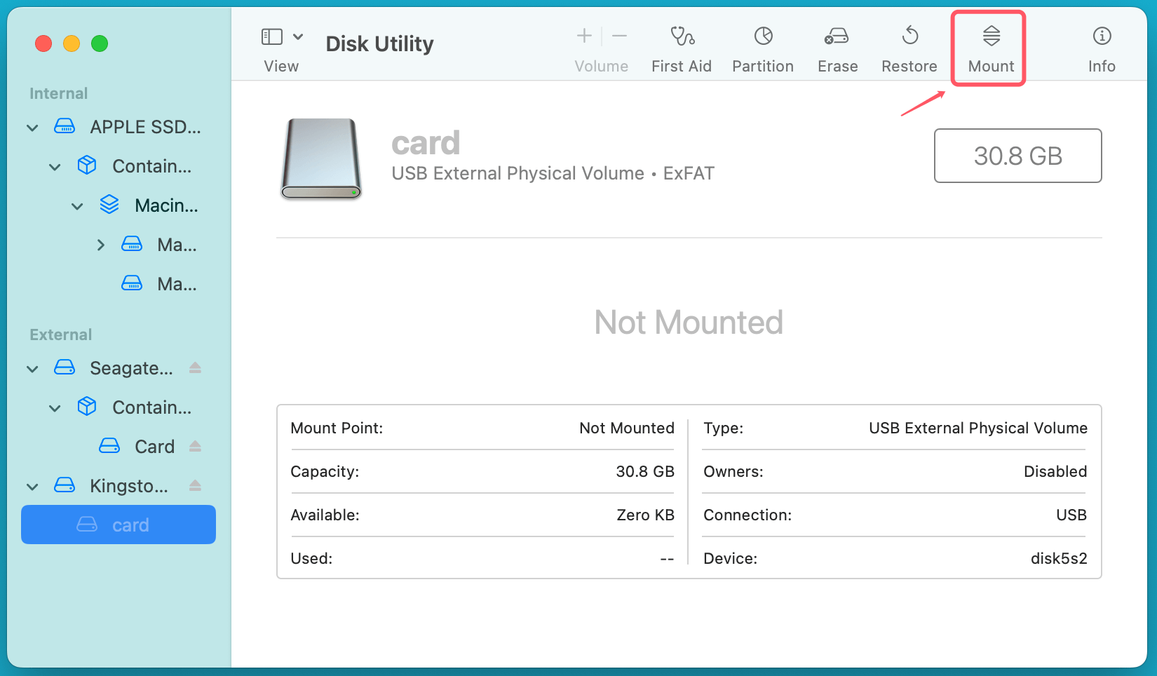 memory card not working on Mac