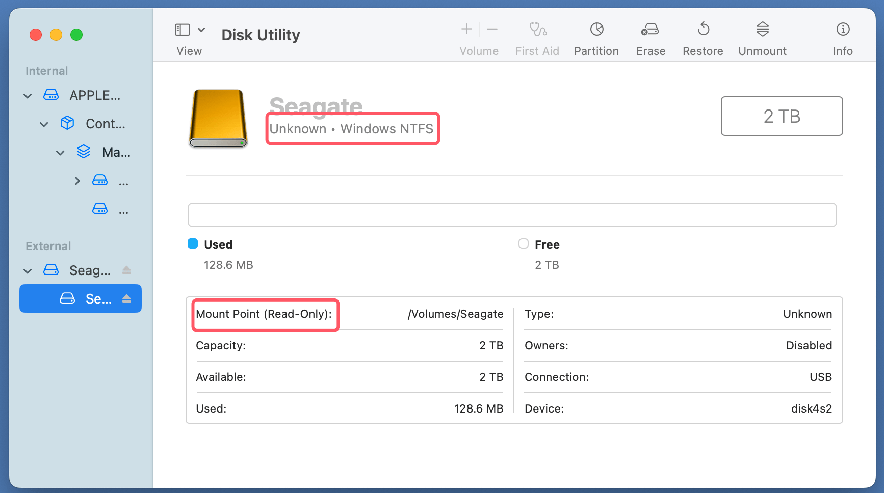 fix the Seagate Backup Plus read-only issue on Mac