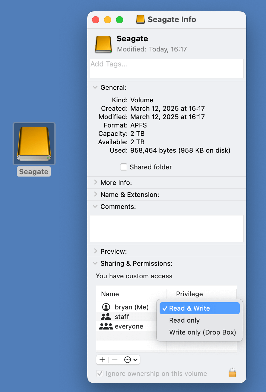fix the Seagate Backup Plus read-only issue on Mac