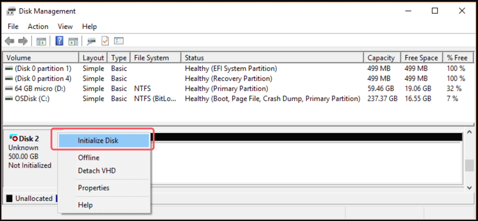 SSD not showing up on Windows 10