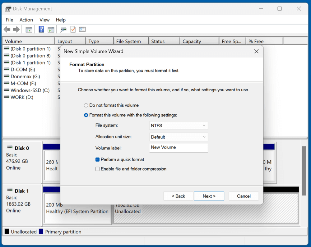 fix unallocated space issue on Windows