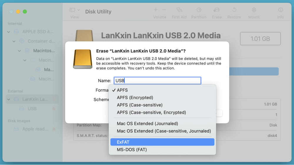 fixes for USB drive detection issues on a Mac