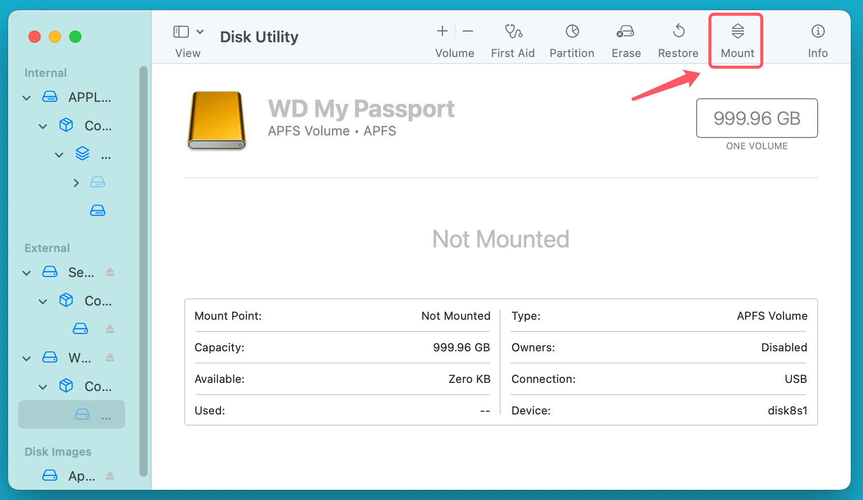 WD My Passport does not mount on Mac