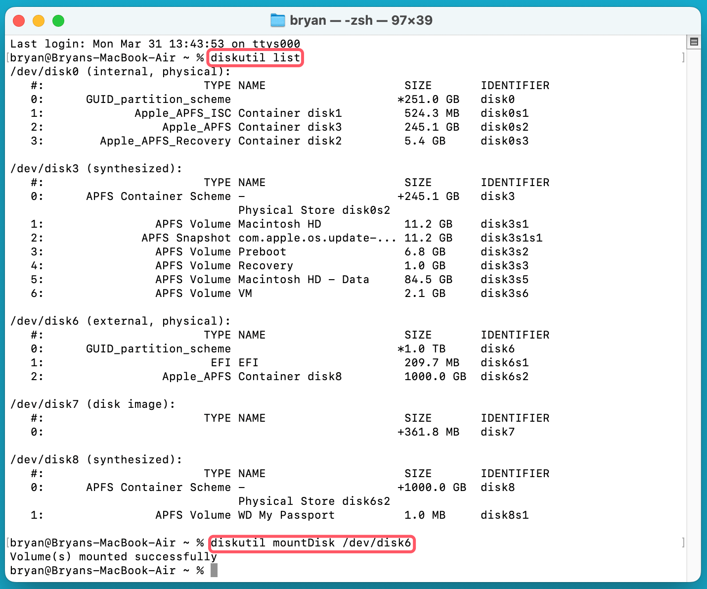 WD My Passport does not mount on Mac