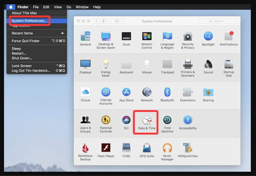 Mac displaying the wrong date or time