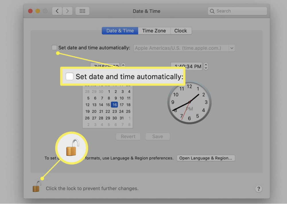 Mac displaying the wrong date or time