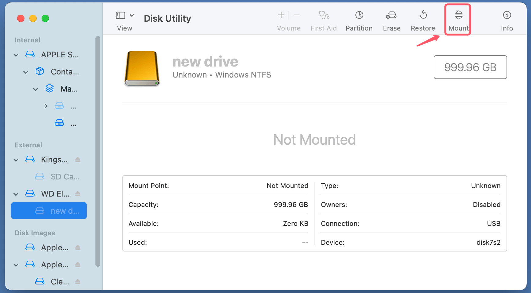 forcing an NTFS drive to mount on a Mac