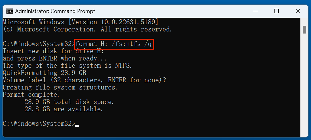 format a BitLocker drive using CMD