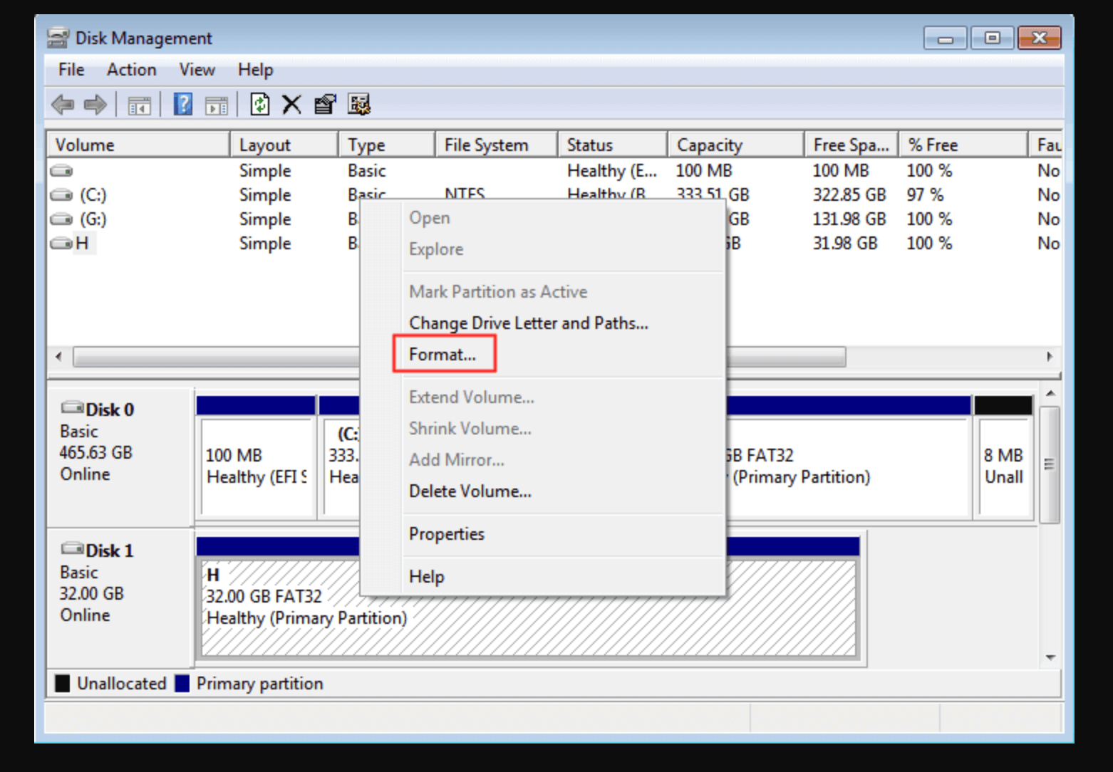 Format a Drive to FAT32 on Windows