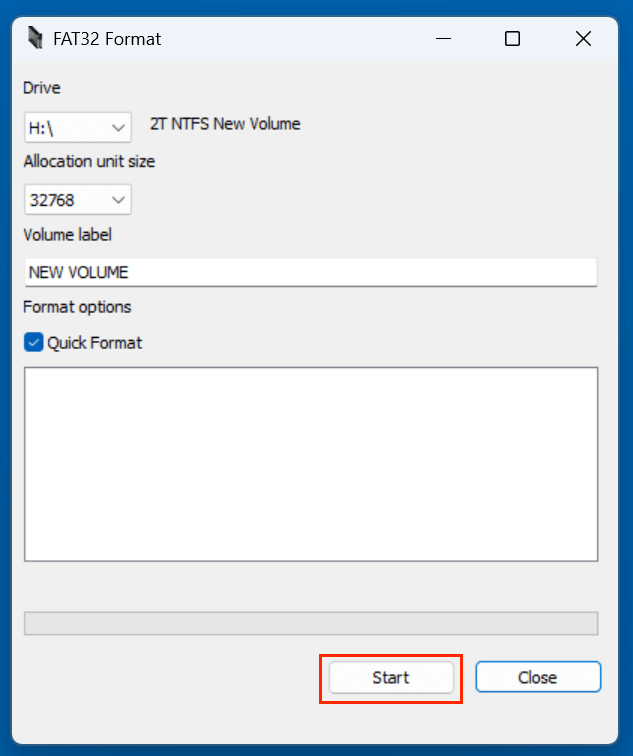 Format a SSD to FAT32