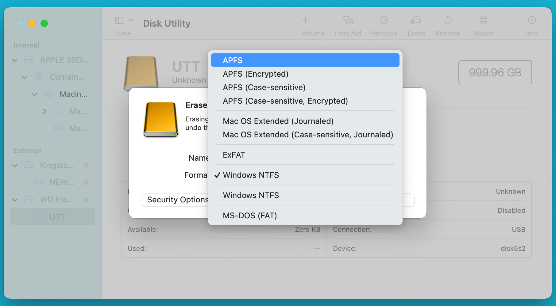 Format an NTFS Drive to APFS, HFS+, ExFAT, or FAT32 on Mac