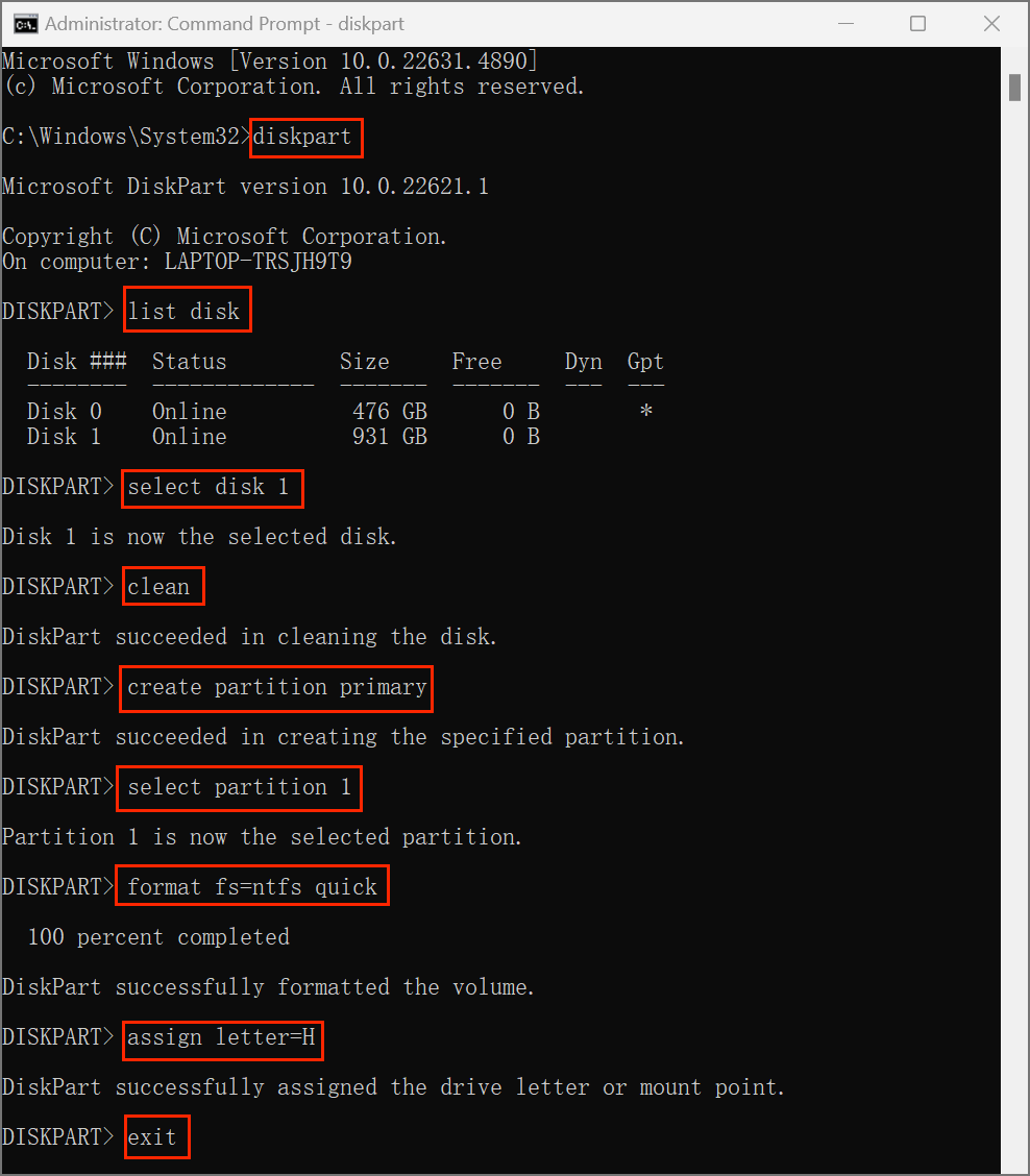 Formatting an external hard drive using CMD