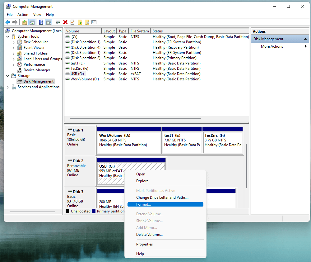 Format M.2 SSD on Windows with Disk Management