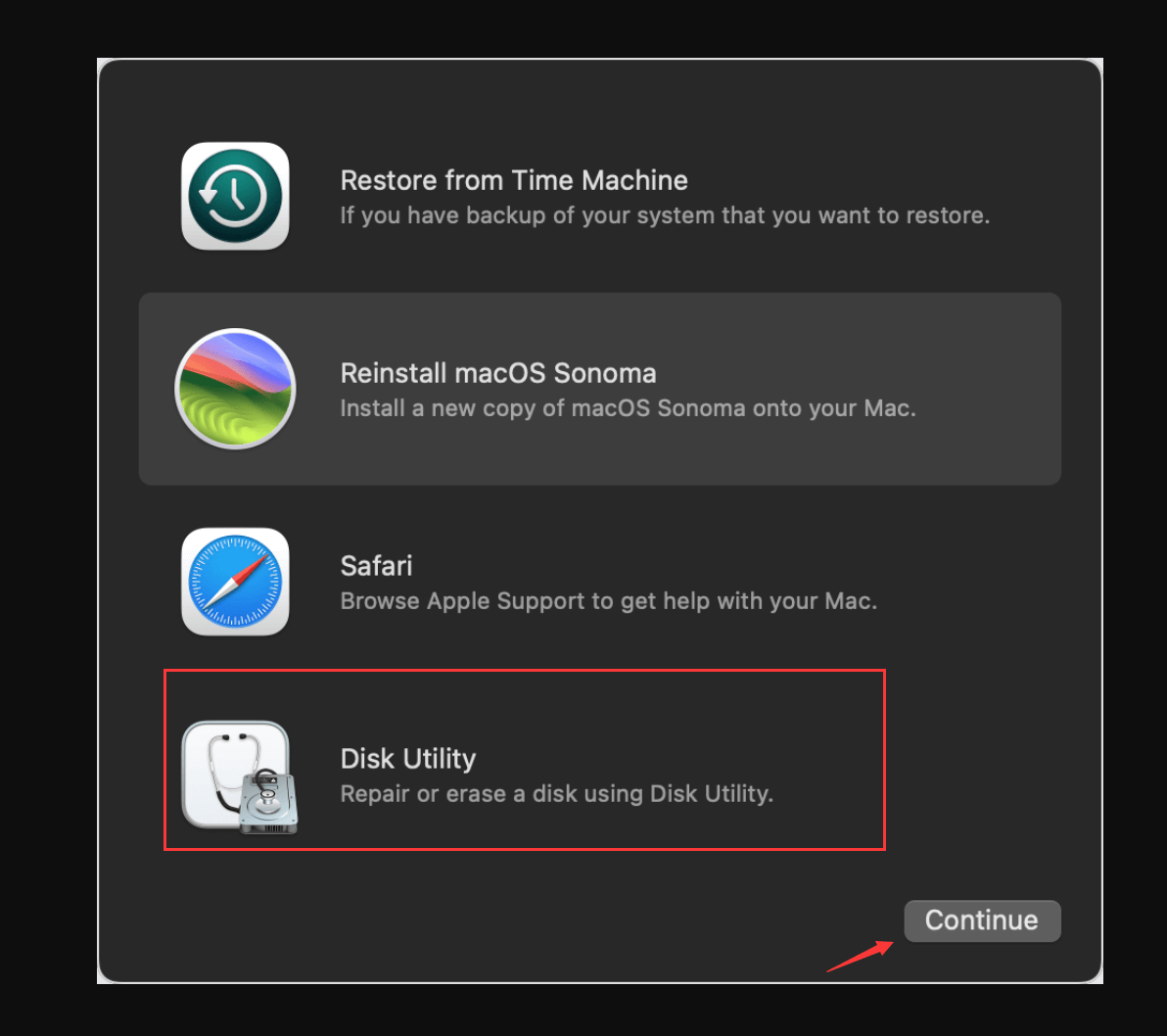 Step 2. Select Disk Utility.