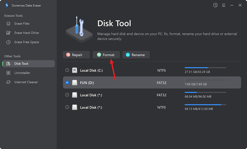 format SD card to NTFS on Windows