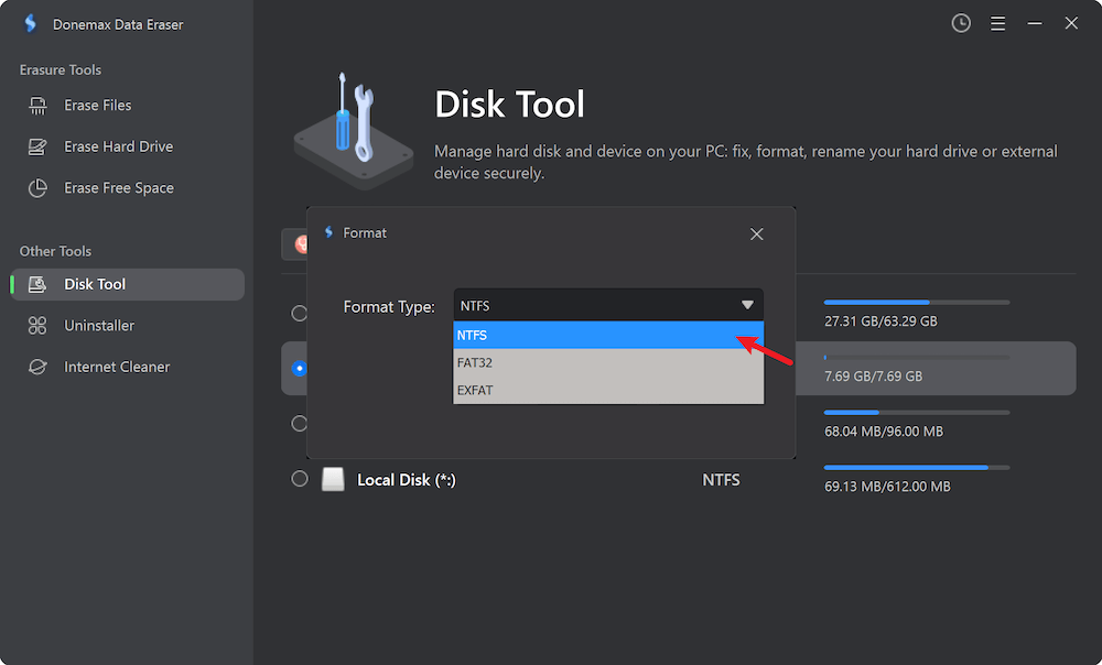 format SD card to NTFS on Windows