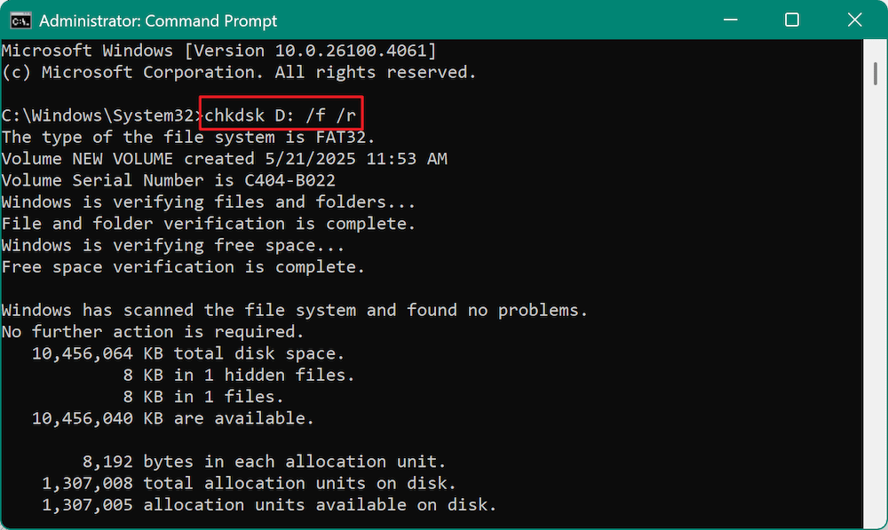 format to FAT32 with CMD